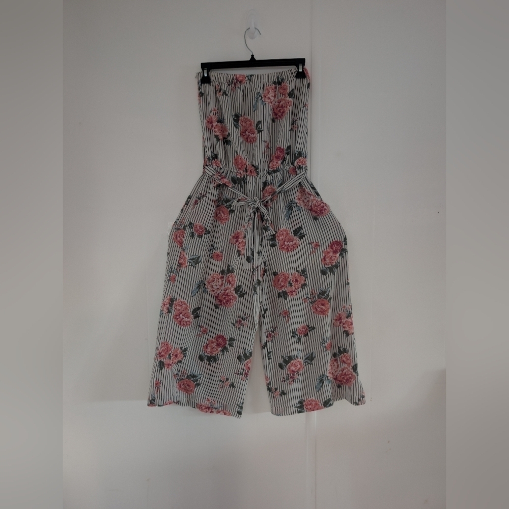 Purple Snow Pink Floral Striped Jumpsuit